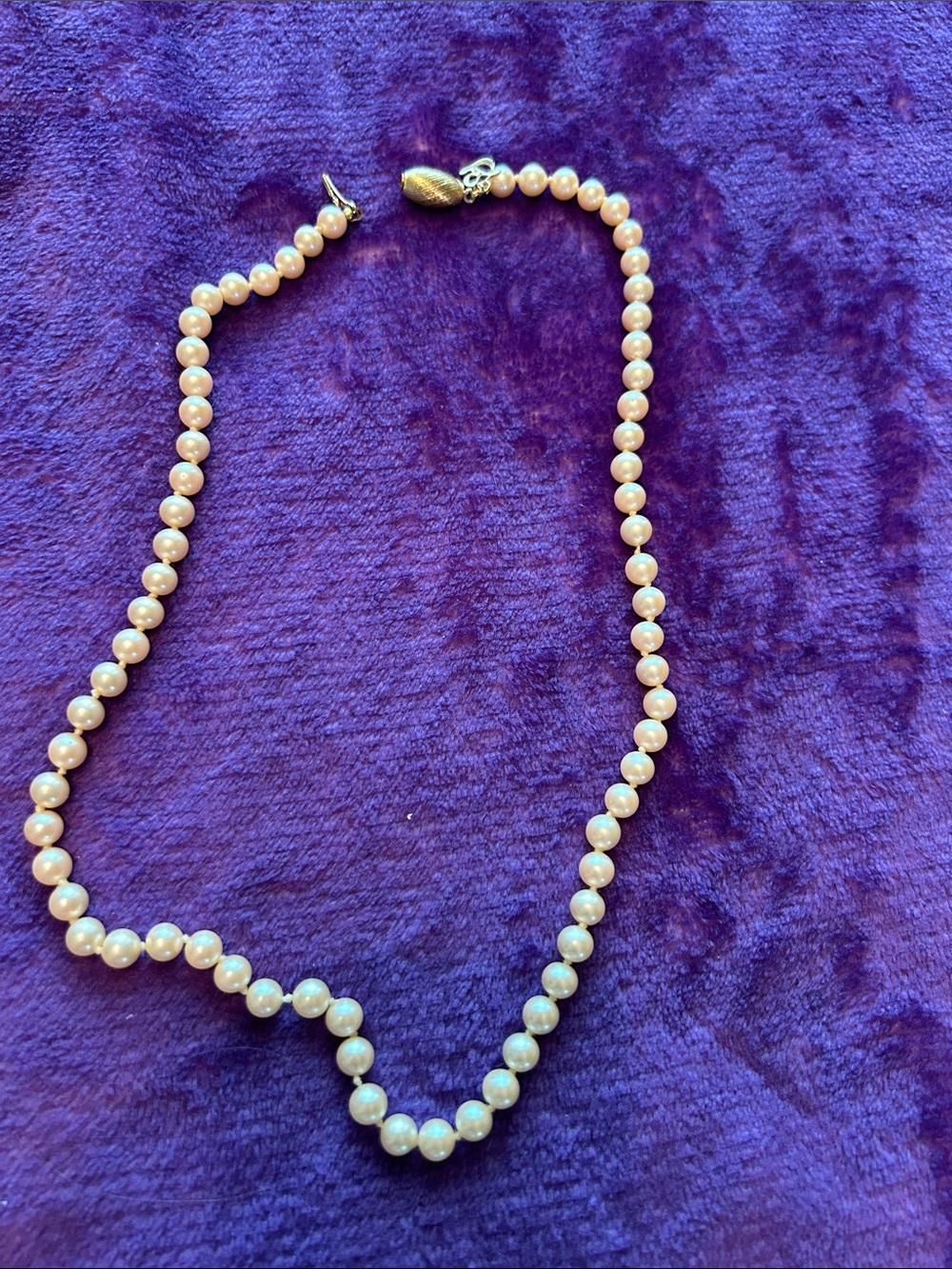 Danecraft Vintage Fuji Seas Faux Pearl Necklace Script D Tag